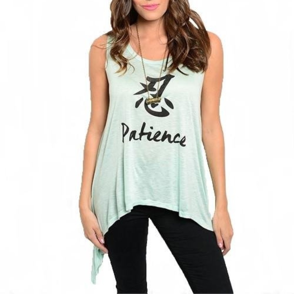 Graphic Sharkbite Hem T-Shirt Tank Top Tee | Mint